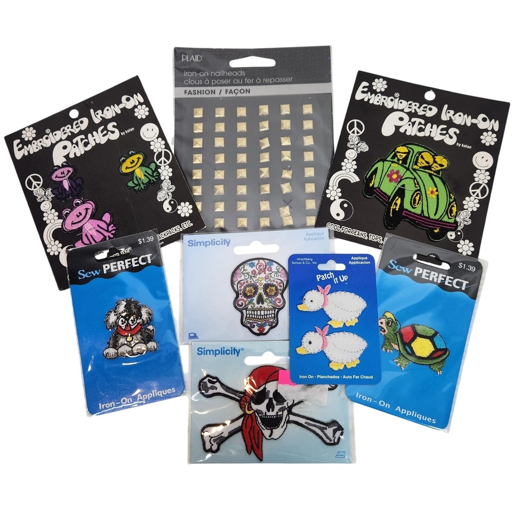 Iron-On‎ Embroidered Patches Lot Simplicity Kalan Plaid 8pc Set